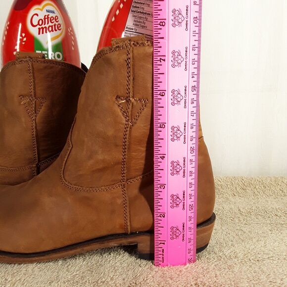 LIBERTY BLACK Womens sz 10.5 Boots, Short Ankle Booties,Brown Distressed Leather - Picture 5 of 12